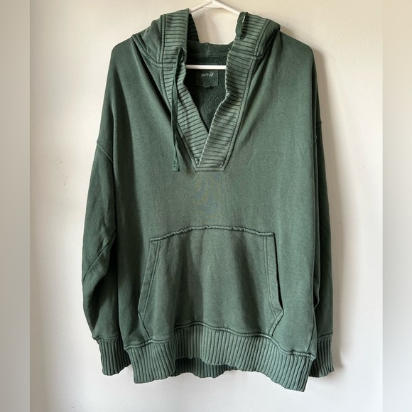 aerie Sweaters - Aerie Oversized Green V-Neck  Sweater